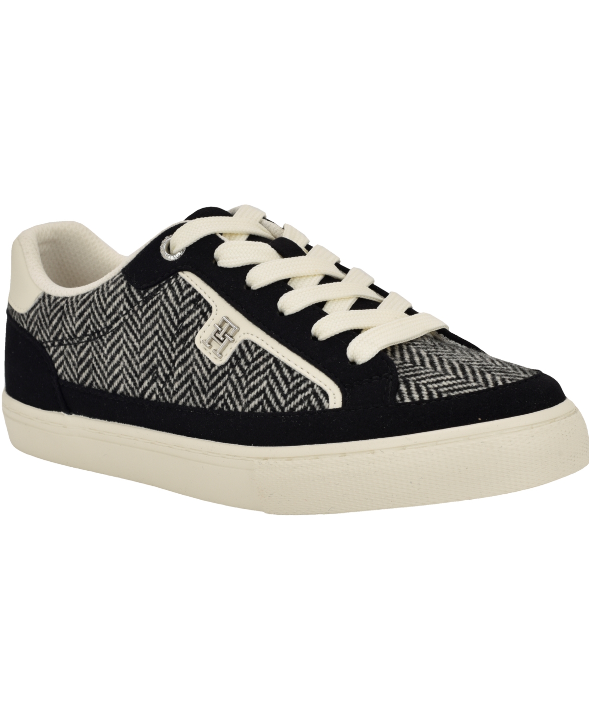 Tommy Hilfiger Women's Lencet Round Toe Lace-up Sneakers In Black