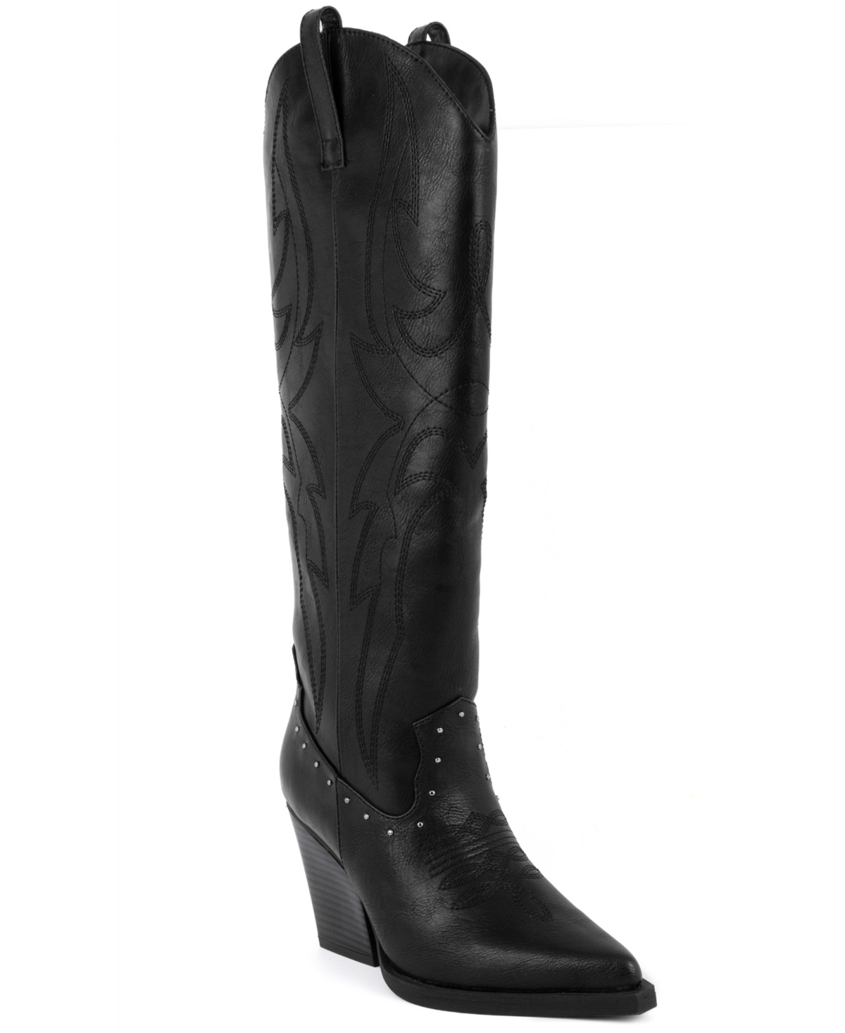 Sugar Women's Nails Studs Pointed Toe Boots In Black