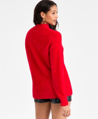 Women's Mock-Neck Fuzzy Sweater, Macy's Exclusive