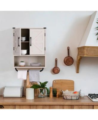 Bathroom Wall Cabinet with Storage Shelf and Towel Bar for Organization