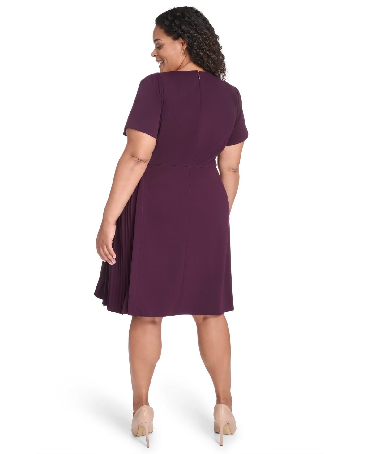 Calvin Klein Plus Size Short Sleeve Midi Dress In Red