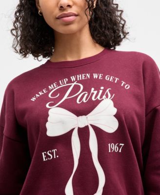 Juniors' Paris Bow Fleece Sweatshirt