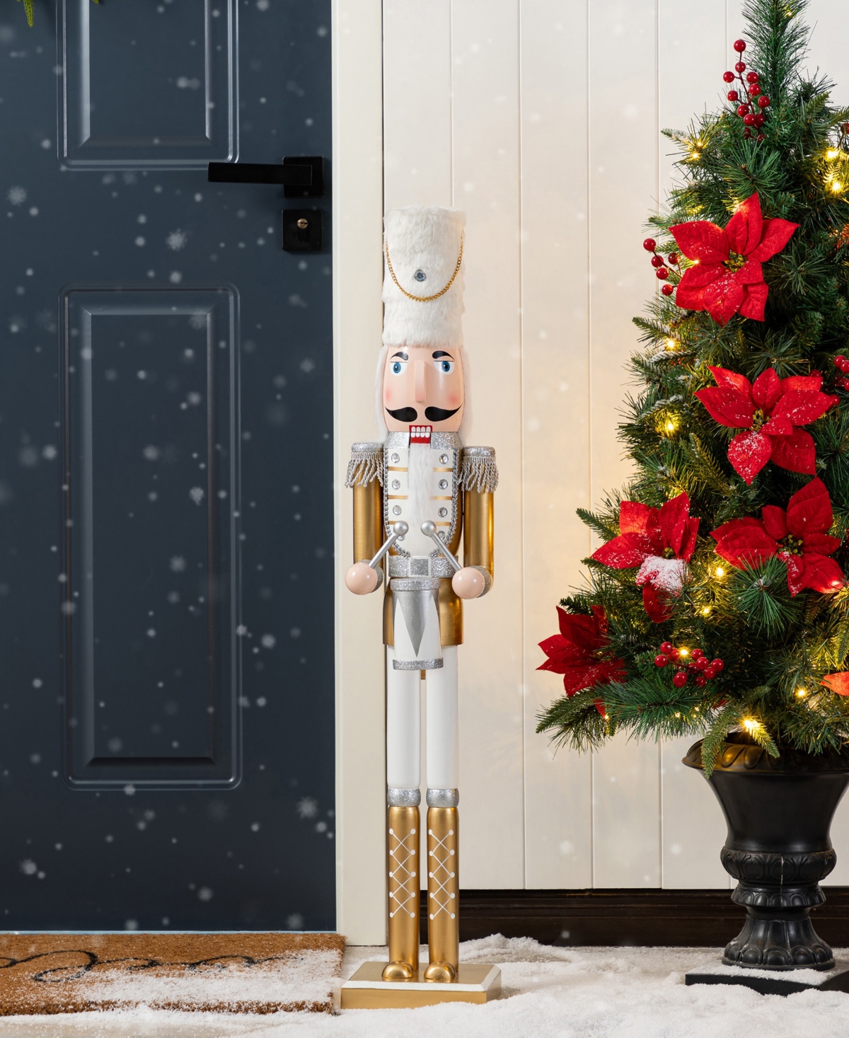 Glitzhome 35.75" Wooden Christmas Soldier Nutcracker In Multi