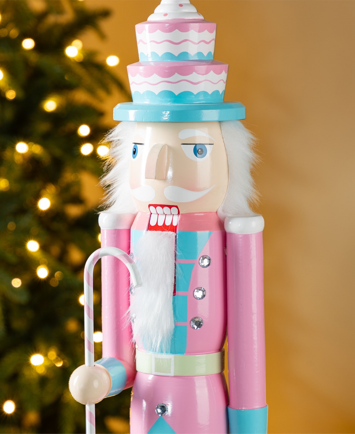 Glitzhome 24" Wooden Christmas Cake Nutcracker In Multi