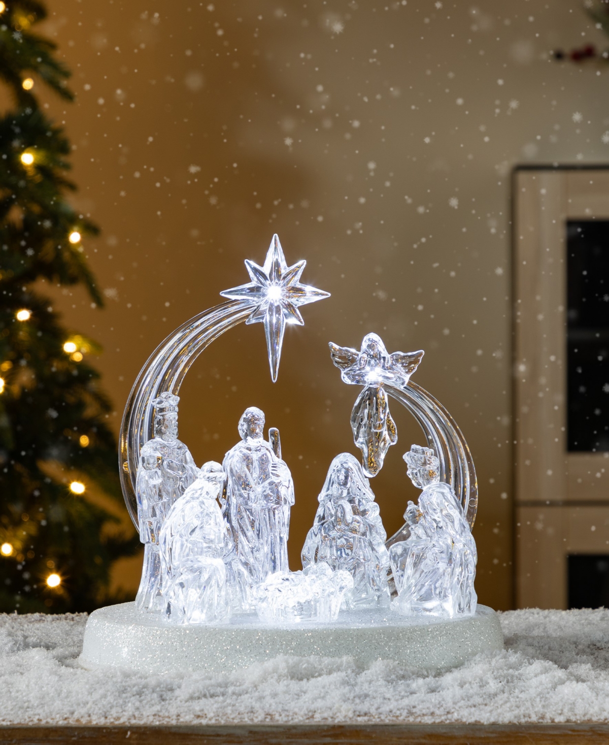 Glitzhome 9'' Christmas Lighted Tabletop Nativity Scene Figurine
