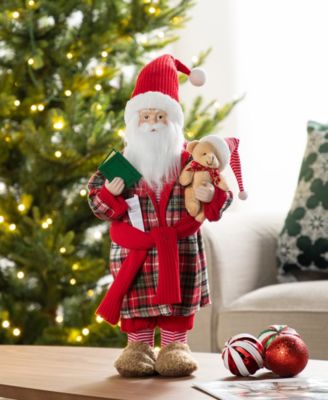18" Faux Fur Christmas Bathrobe Santa Figurine