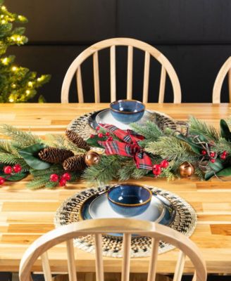 6" Christmas Bell, Pinecone and Berry Bow Garland