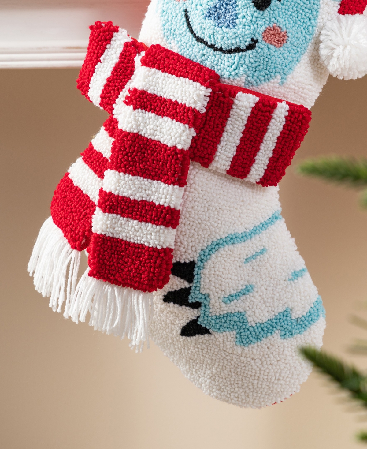 Glitzhome 21" Hooked Yeti Christmas Stocking