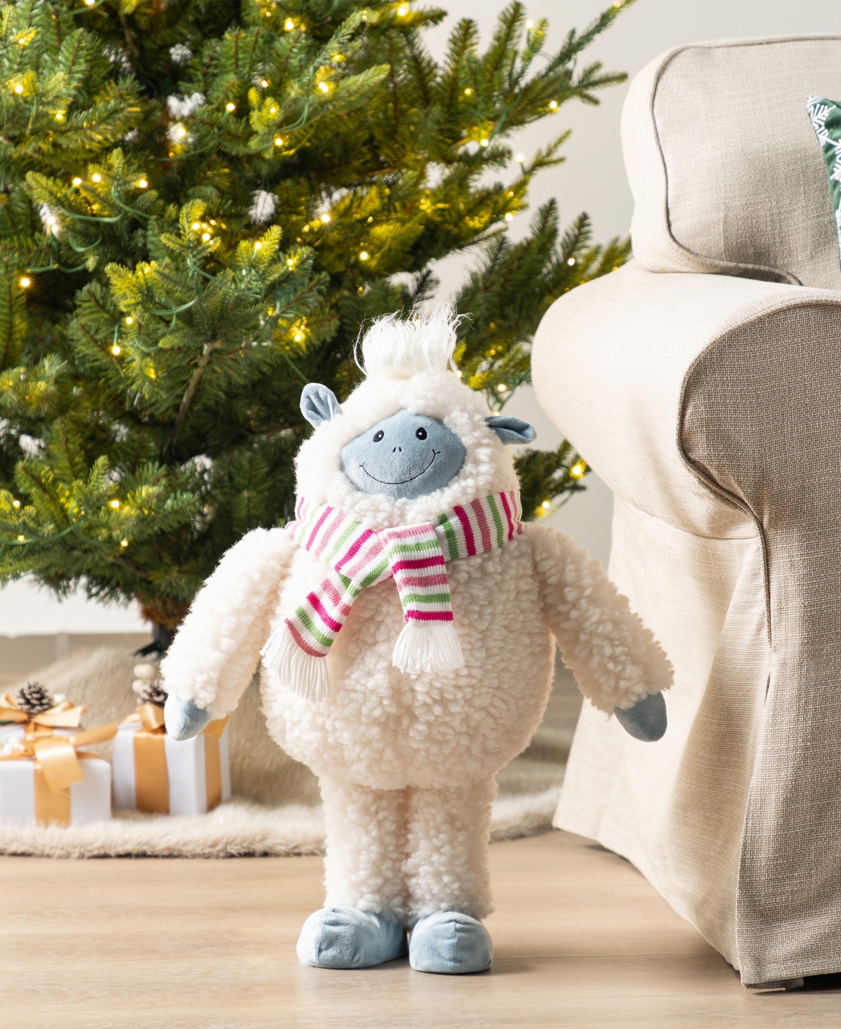 Glitzhome 22" Christmas Fabric Standing Yeti In Multi