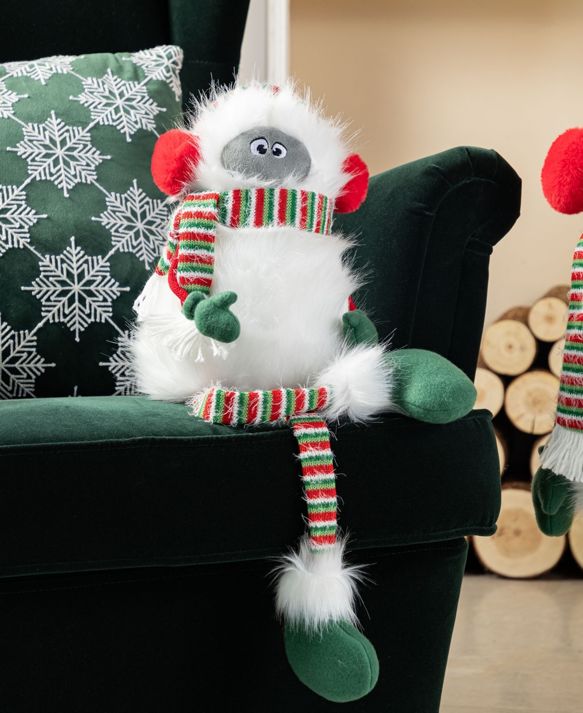 Glitzhome 21" Christmas Fabric Yeti Shelf Sitter In Multi