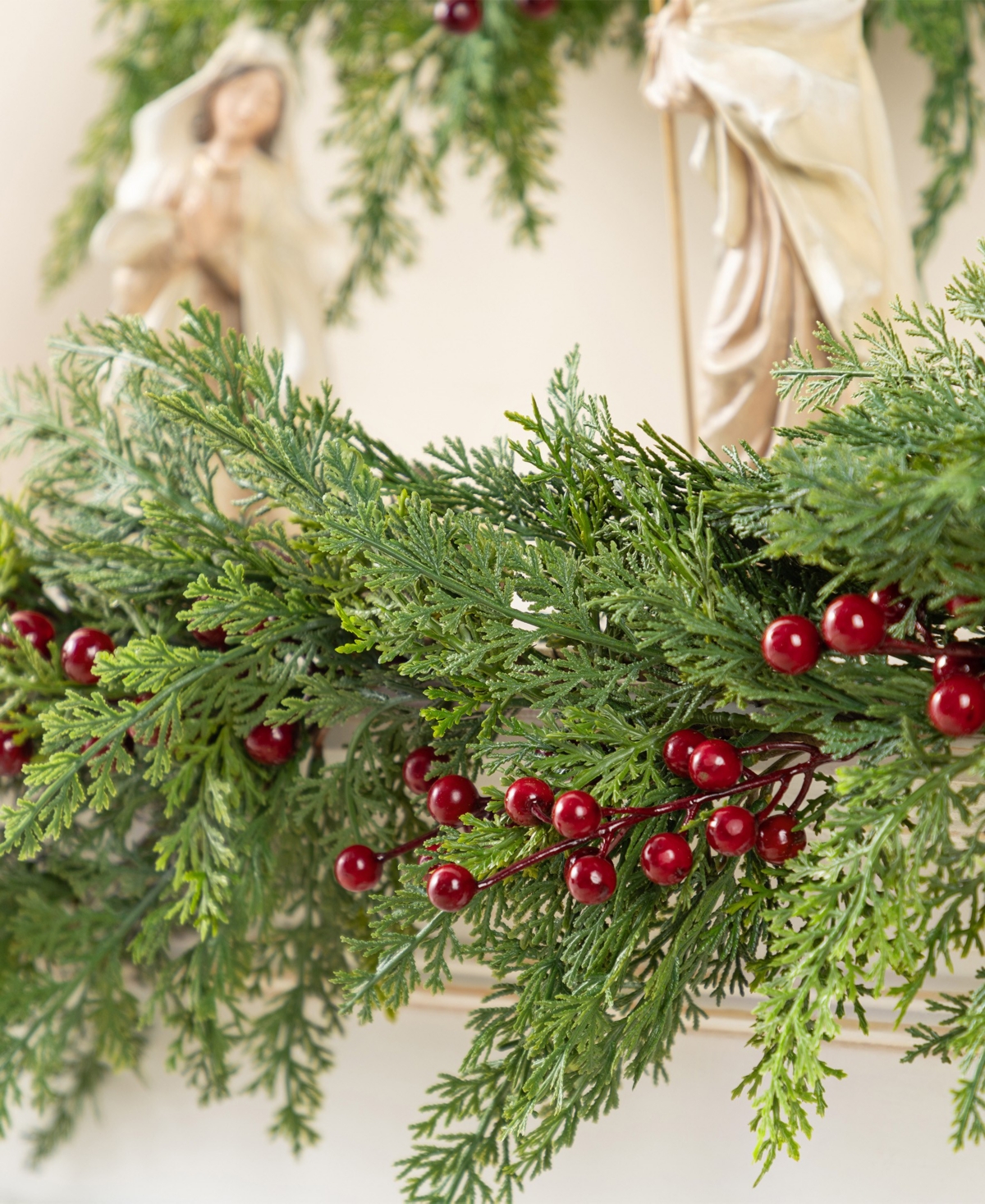 Glitzhome Christmas Greenery Dripping Cedar Garlands With Berries In Multi