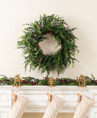 Christmas Greenery Dripping Eucalyptus Wreath and Matched Garlands, Set of 3