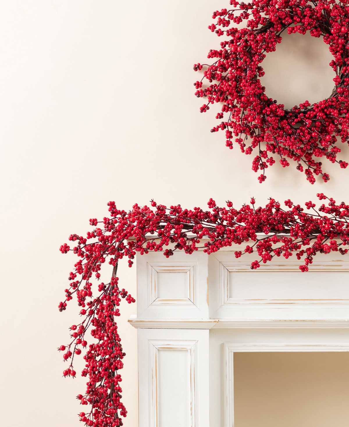Glitzhome Christmas Red Berries Garlands, Set Of 2 In Multi