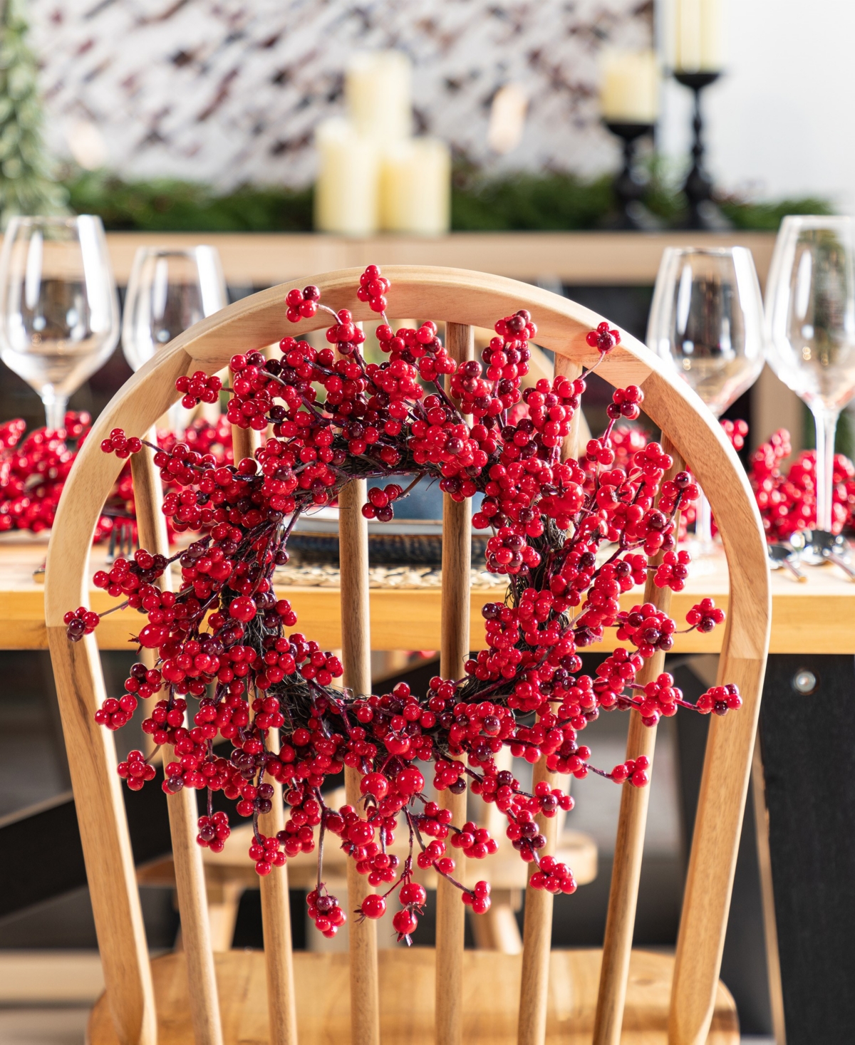 Glitzhome Christmas Mini Red Berries Wreaths, Set Of 4 In Multi