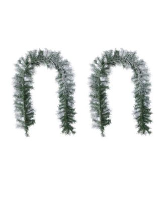 Pre-Lit Snow Flocked Greenery Pine Christmas Garlands, Set of 4