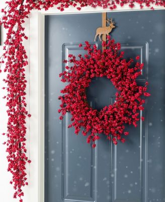 Christmas Red Berries Garland and Matched Wreaths, Set of 3