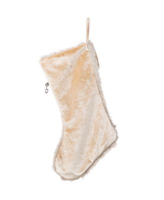 Faux Fox Fur Christmas Stockings with Bow, Set of 2