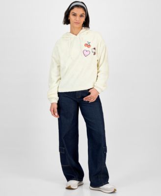 Juniors' Hello Kitty Embossed Sherpa Hoodie