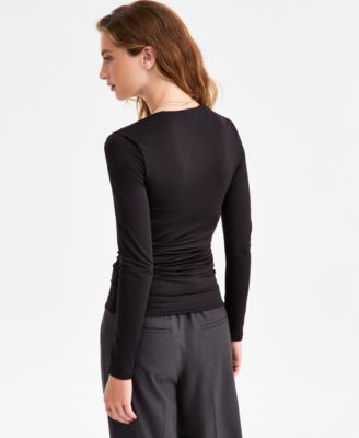 Women's Square-Neck Ruched Knit Top, Macy's Exclusive