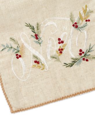 French Perle Holly Noel Table Runner, 14" x 72"