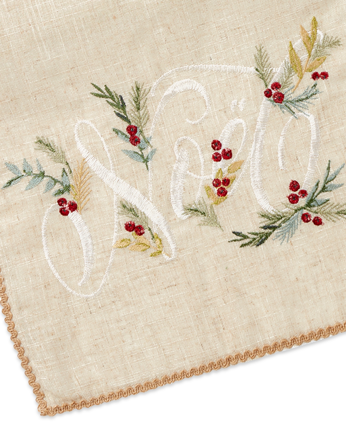 Lenox French Perle Holly Noel Table Runner, 14" x 72"