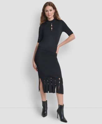 Women's Grommet Mock Neck Sweater