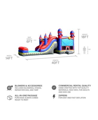 Commercial Grade Inflatable Rocket Titan Dual Lane Bounce House with Slide Combo and Blower, Party Combo Moonwalk, 100% PVC VINYL