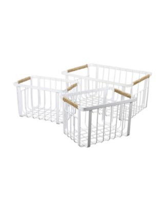 Henley Vintage Farmhouse Handmade Wire Metal Nesting Storage Baskets with Jute Wrapped Handles, (Set of 3)