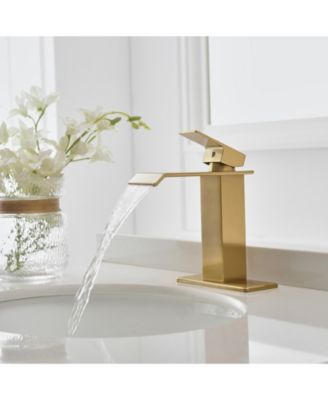 Waterfall Single Handle Single Hole Modern Drip-Free Lavatory RV Sink Bathroom Faucet