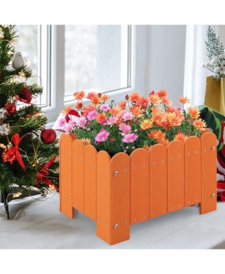 2 Pack Rectangular Planter Box Weather-resistant HDPE Flower Pot w/ Drainage Gaps  18'' x 12.5'' x 12''