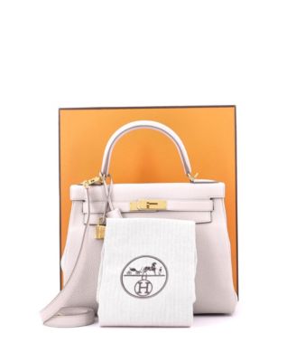 Pre-Owned Hermes Kelly 28 Handbag Light Togo with Gold Hardware