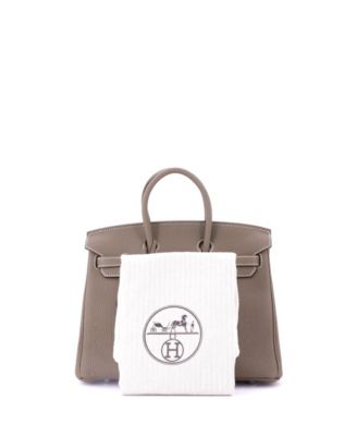 Pre-Owned Hermes Birkin 25 Handbag Grey Togo with Palladium Hardware