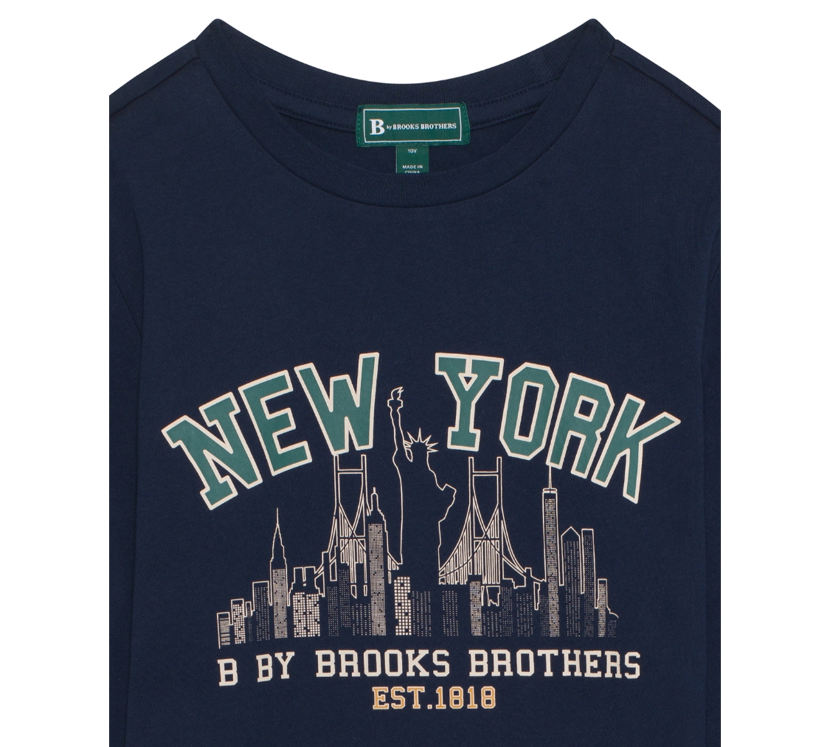 B By Brooks Brothers Big Boys New York Logo Long Sleeve T-shirt In Blue