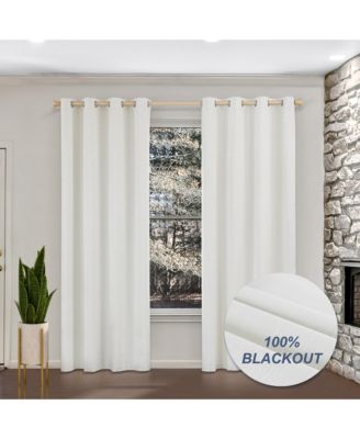 100% Blackout Cotton Blend Thermal Grommet Curtains, 2 Panels, 52"x96"