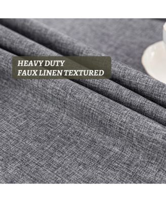 100% Blackout Linen Texture Curtains with Grommet Top, 2 Panels