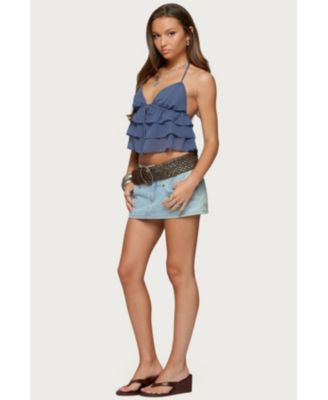 Womens Zephi Split Front Ruffled Top