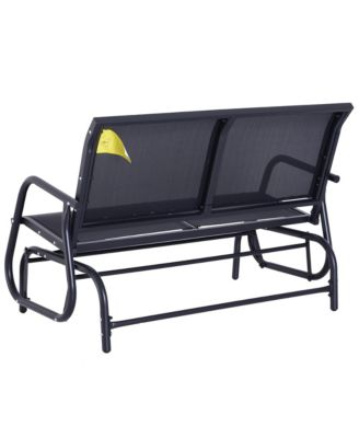 Outsunny 47 Inch Black 2 Person Outdoor Glider Bench with Steel Frame