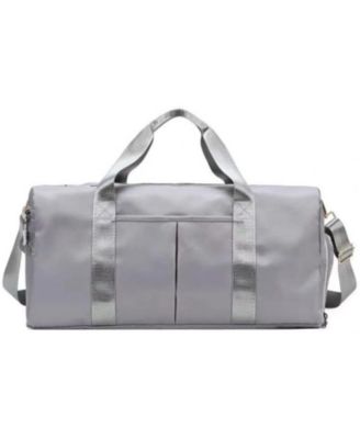 Small Size Gym Bag for Women and Men, Workout Bag for Sports and Weekend Getaway, Waterproof Travel Duffel Bag with Shoe and Wet Clothes Compartments (GREY)