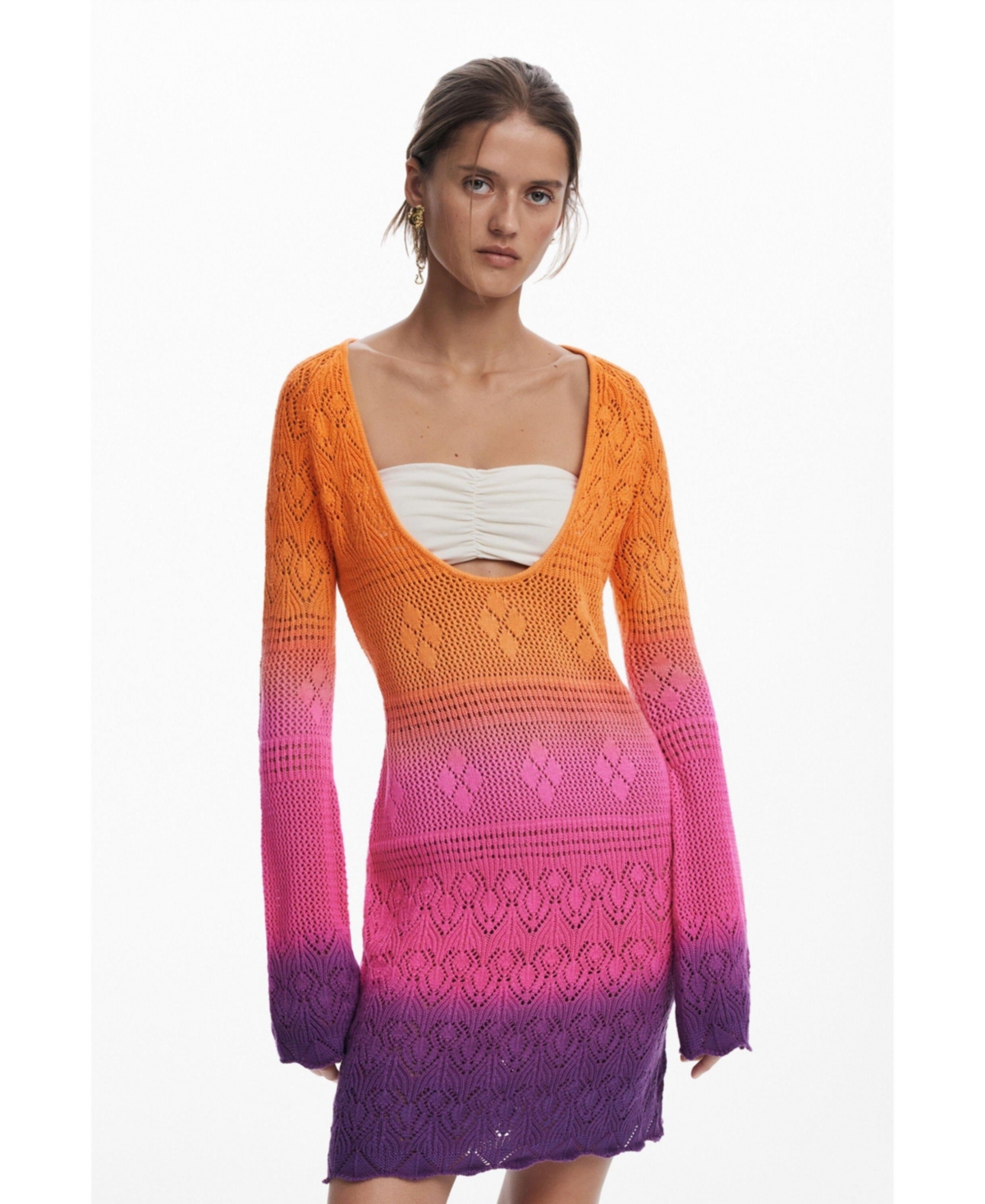 Desigual Women's Tie-Dye Crochet Dress