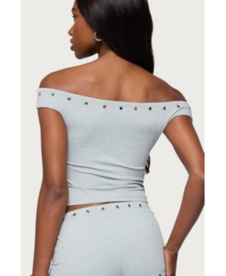 Womens Neriah Grommet Off Shoulder Top