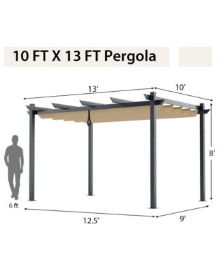 10 x 13ft Outdoor Aluminum Retractable Pergola Canopy Shelter Grape Trellis