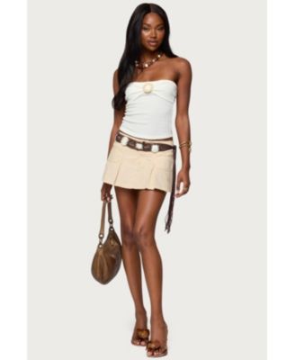 Womens Layered Textured Knit Strapless Top