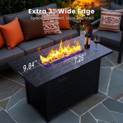 43" 2-in-1 Fire Pit Table with Adjustable Flame, 50,000 BTU Smokeless Windproof Propane Heater, Durable Metal Frame, CSA Certified for Patio