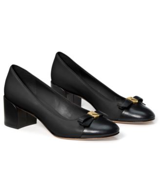 Women's Deco Bow Smooth Leather Ballet Pumps