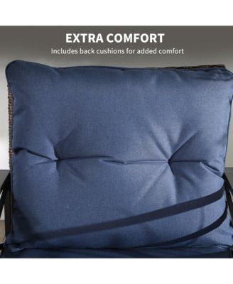 3pc Rocking Chair Set w/ Cushions, Wicker Bistro Set, Dark