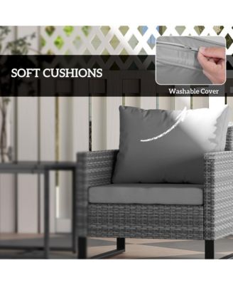 3PCS Patio Furniture Set Wicker Bistro Set with Cushions,