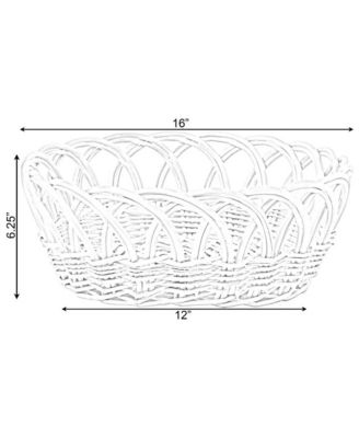 16 Inch Decorative Round Fruit Bowl Bread Basket Serving Tray, Large