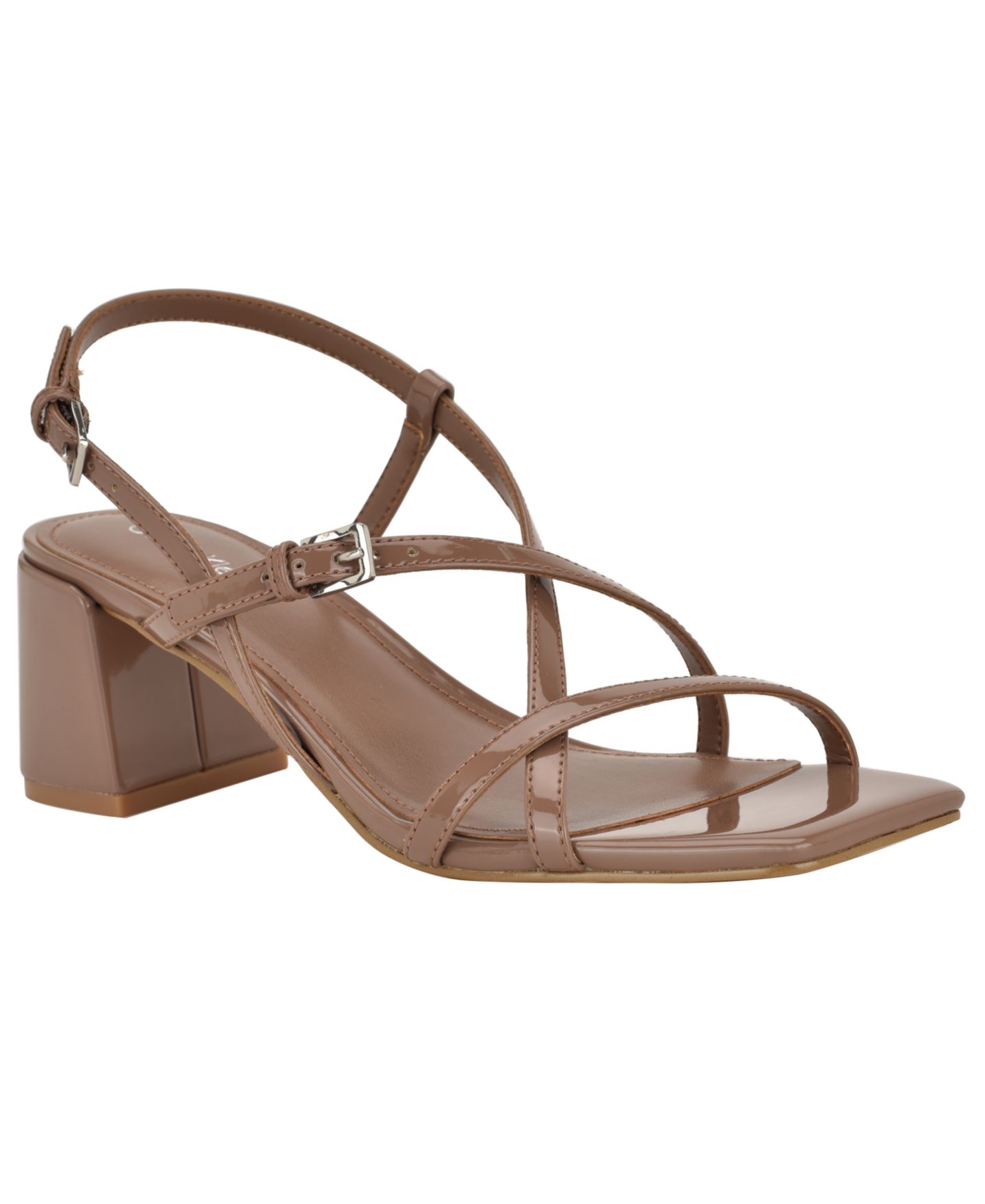 Женские сандалии Calvin Klein Pandy Strappy Block Heel, цвет: Светлый коричневый лаковый — фото 1