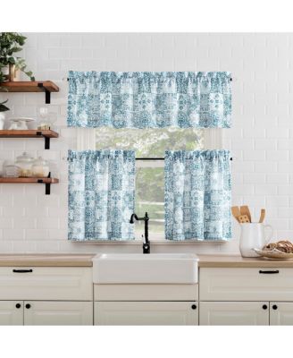 Greco Mosaic Semi-Sheer Rod Pocket Kitchen Curtain Tier Pair