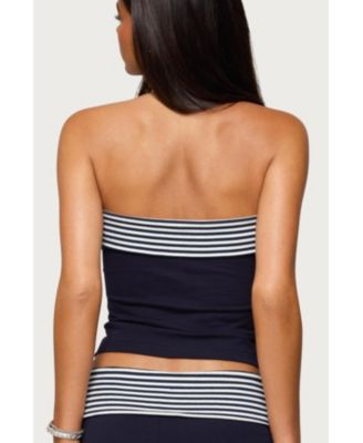 Women's 76 Stripey Fold Over Tube Top